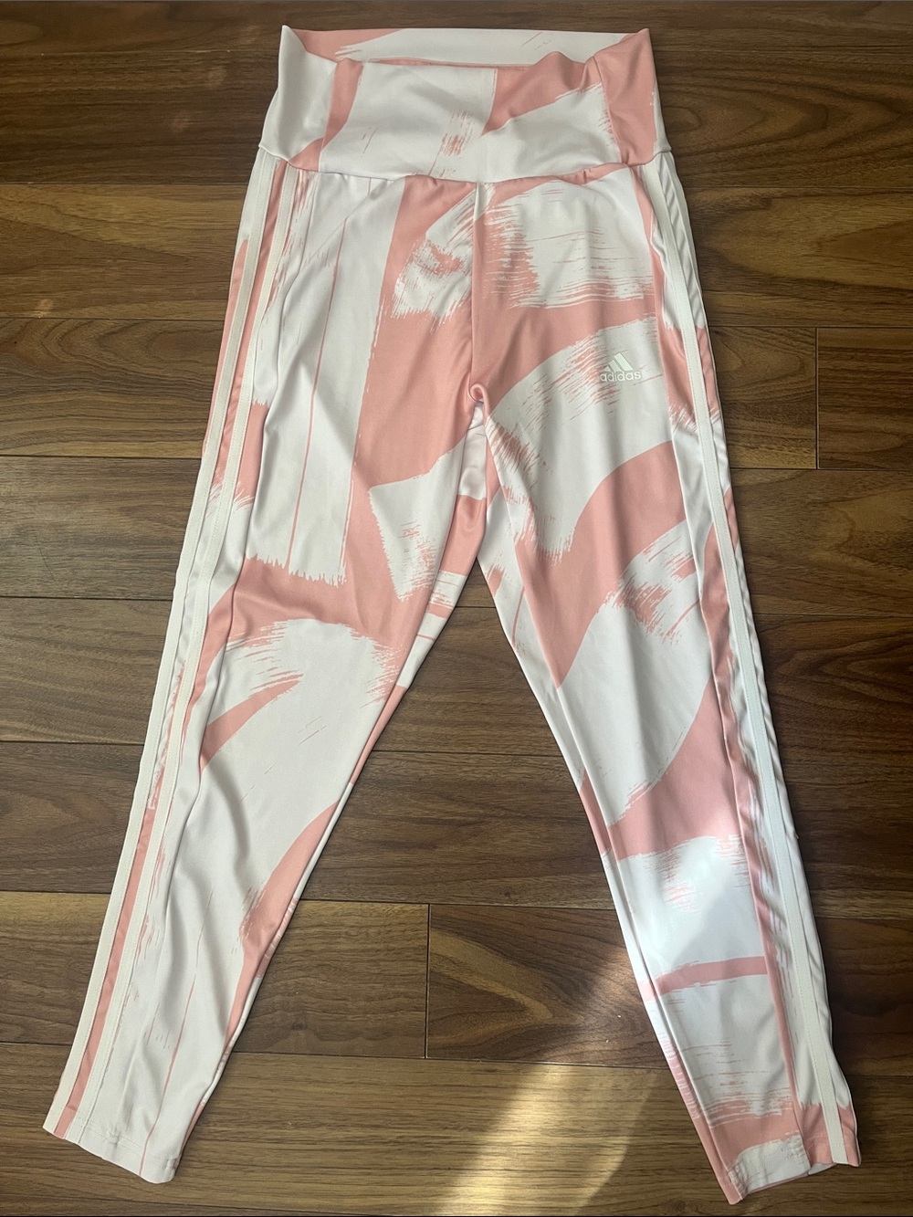 adidas Pink & White Athletic Sports Running Pants Medium Exercise